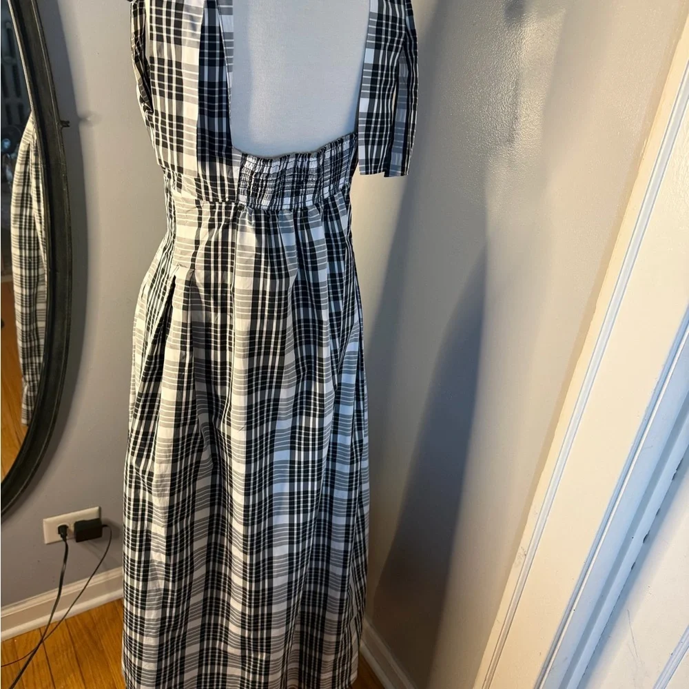 Maeve Anthropology Black & White Plaid Maxi Dress with Tie Straps - Picture 11 of 14